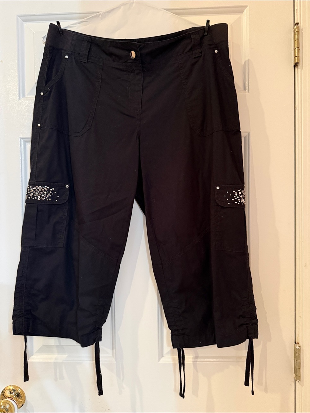Style & Co. Black Cargo Capri Pants with Studded Flap Pockets